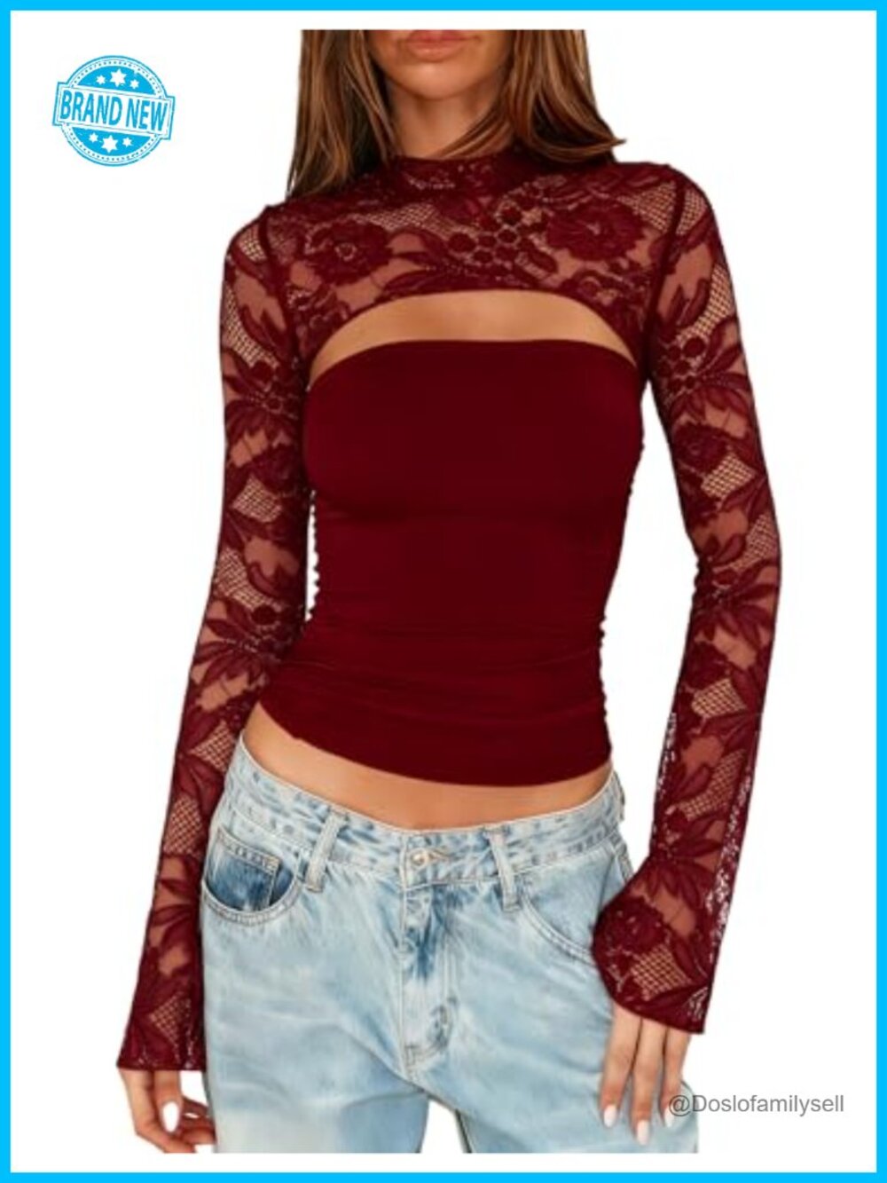 Lace Mesh Long Sleeve Cut Out Top Y2K Club Party Night Out Blouse